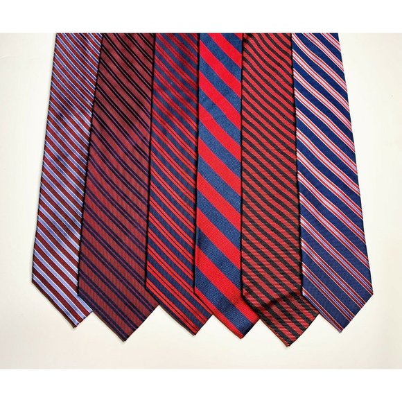 Roundtree & Yorke Other - Roundtree & Yorke 100% Silk Handmade Tie Mens Set Of 6 Red Blue Black Striped